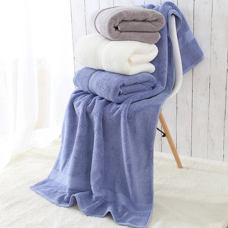 Luxury Thickened Cotton Bath Towel 70x140cm 800g, Solid Color Five-Star Hotel Quality with Custom Logo