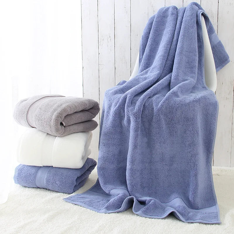 Luxury Thickened Cotton Bath Towel 70x140cm 800g, Solid Color Five-Star Hotel Quality with Custom Logo