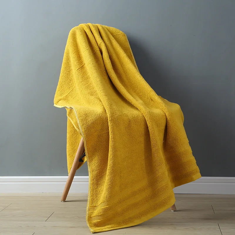 Extra Large 100% Cotton Solid Color Jacquard Towel Set, Soft Absorbent Quick-Dry Woven Towels for Adults Home Use