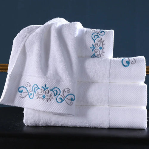 600GSM Luxury White Cotton Bath Towel, Satin Square Pattern, High Absorbency for Spa Salon Home Use