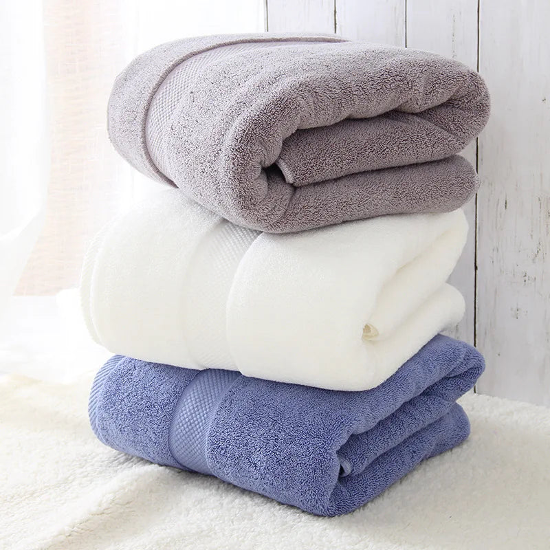 Luxury Thickened Cotton Bath Towel 70x140cm 800g, Solid Color Five-Star Hotel Quality with Custom Logo
