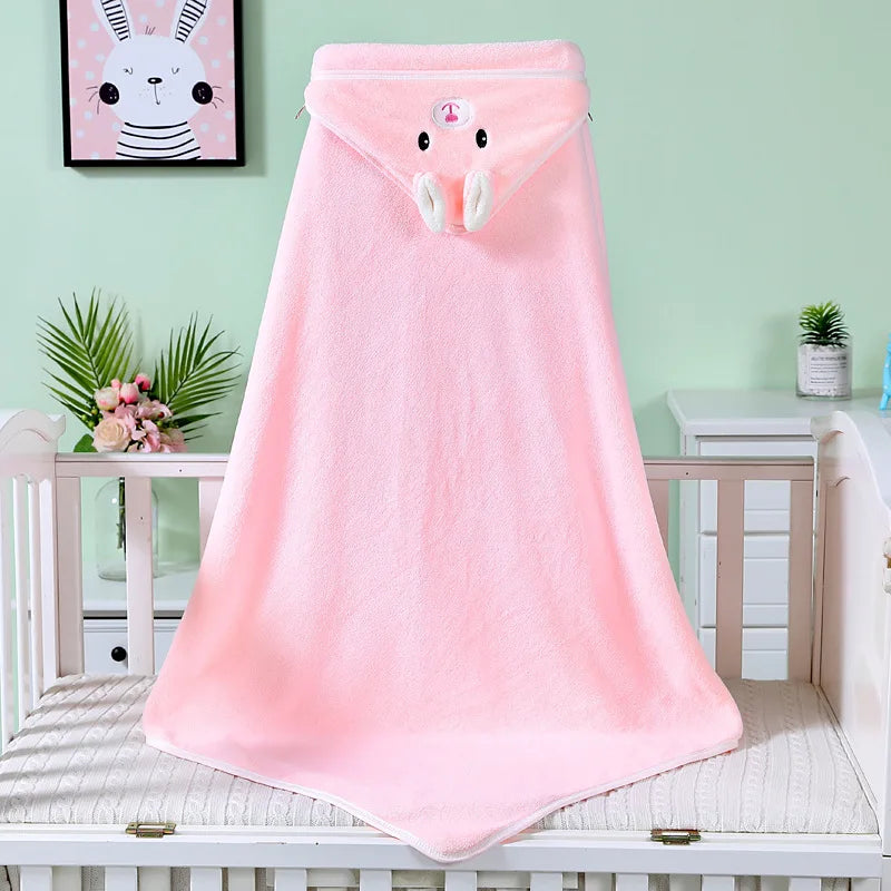 High Quality Durable Cute Cat Design Coral Fleece Large Hooded Baby Bath Towel, Quick Dry