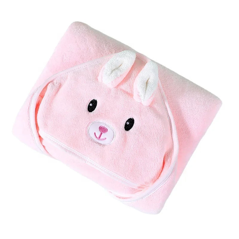 High Quality Durable Cute Cat Design Coral Fleece Large Hooded Baby Bath Towel, Quick Dry